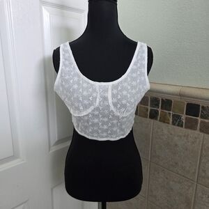 White Eyelet Crop Top Boho Cottagecore Milkmaid Western Y2k Size Small/4